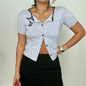 90s grey cardigan top